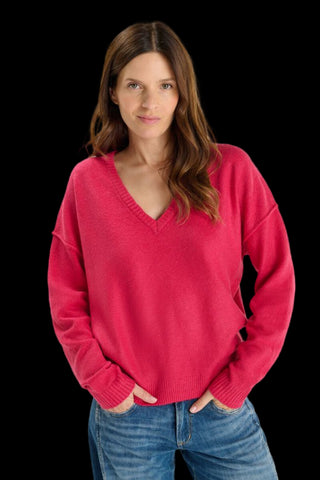 MAGLIONE FUCSIA SCOLLO V