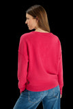 MAGLIONE FUCSIA SCOLLO V