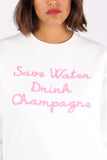 SUPERCULTURE FELPA GIROCOLLO SAVE WATER DRINK CHAMPAGNE